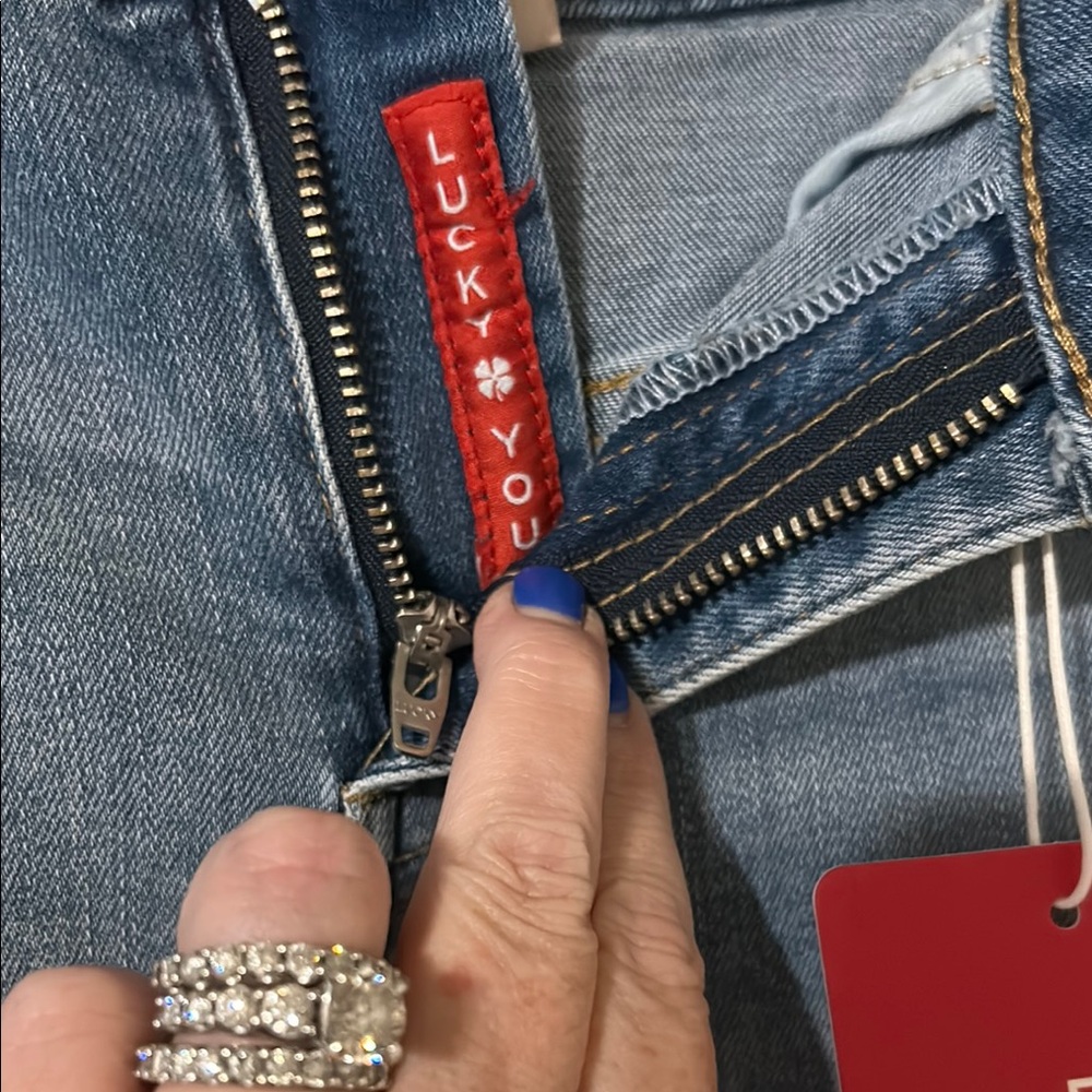 Blue Denim Shorts with Raw Hem - Picture 3 of 10
